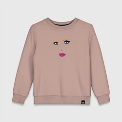 Свитшот хлопковый детский Женское лицо с голубыми глазами, цвет: пыльно-розовый