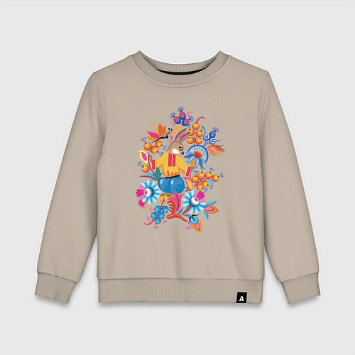 Детский свитшот Зайчик славянский / Миндальный – фото 1