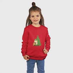 Свитшот хлопковый детский Новогодняя елка с горой подарков, цвет: красный — фото 2