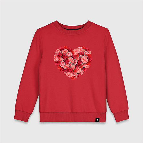 Детский свитшот Сердце составленное из роз / Красный – фото 1