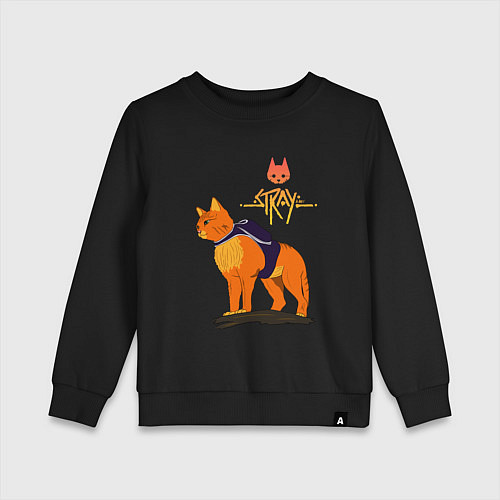 Детский свитшот Stray - cat logo / Черный – фото 1