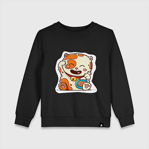 Детский свитшот Kitten and fish / Черный – фото 1
