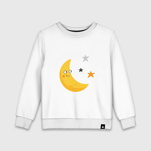 Детский свитшот Месяц со звездами / Белый – фото 1