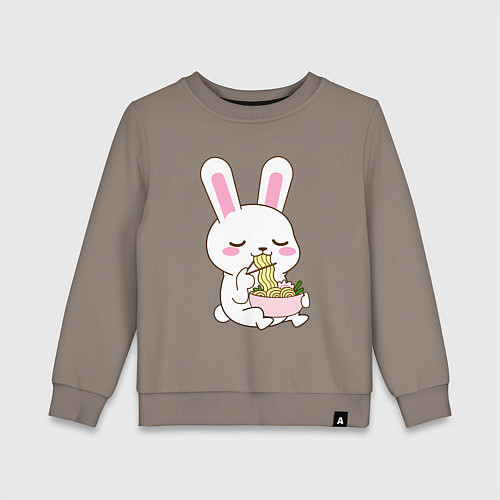 Детский свитшот Зайчик ест лапшу / Утренний латте – фото 1