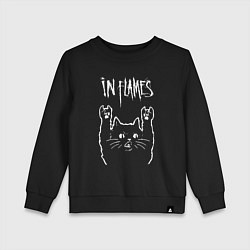 Свитшот хлопковый детский In Flames рок кот, цвет: черный