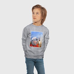 Свитшот хлопковый детский Юрий Гагарин на космодроме, цвет: меланж — фото 2