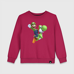 Свитшот хлопковый детский Луиджи на Йоши, цвет: маджента