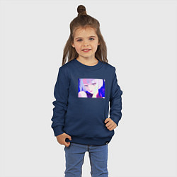 Свитшот хлопковый детский Люси в акварельных тонах, цвет: тёмно-синий — фото 2