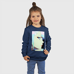 Свитшот хлопковый детский Люси со скучающим взглядом - аниме Киберпанк Бегущ, цвет: тёмно-синий — фото 2