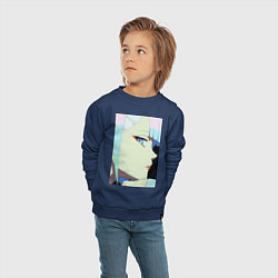 Свитшот хлопковый детский Люси со скучающим взглядом - аниме Киберпанк Бегущ, цвет: тёмно-синий — фото 2