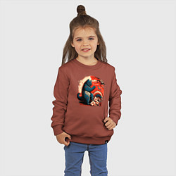 Свитшот хлопковый детский Кот Годзилла, цвет: кирпичный — фото 2