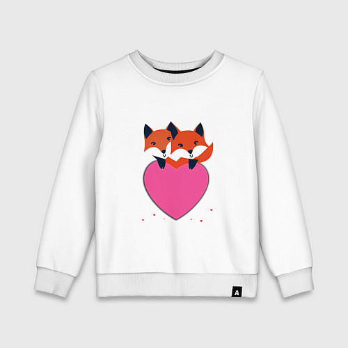 Детский свитшот Влюбленные лисята / Белый – фото 1