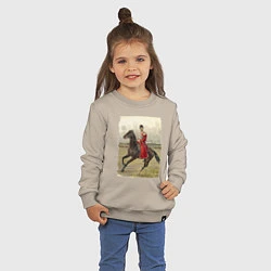 Свитшот хлопковый детский Николай II на коне, цвет: миндальный — фото 2