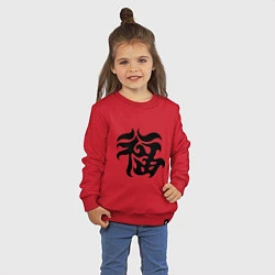 Свитшот хлопковый детский Японский иероглиф - Удача, цвет: красный — фото 2