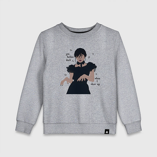 Детский свитшот Уенсдей Аддамс танец / Меланж – фото 1