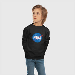 Свитшот хлопковый детский Нина в стиле NASA, цвет: черный — фото 2