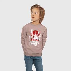 Свитшот хлопковый детский Белый самурай ранен стрелами, цвет: пыльно-розовый — фото 2