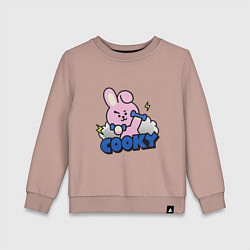 Свитшот хлопковый детский Cooky BT21 Jungkook, цвет: пыльно-розовый