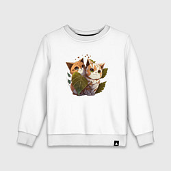 Свитшот хлопковый детский Котята в лесу из аниме, цвет: белый