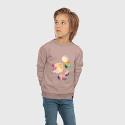 Свитшот хлопковый детский Цветные пятна - абстракция, цвет: пыльно-розовый — фото 2