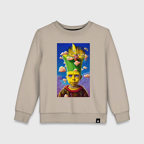 Детский свитшот Bart Simpson - neural network - fantasy - art / Миндальный – фото 1