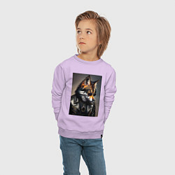 Свитшот хлопковый детский Волк рокер, цвет: лаванда — фото 2