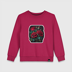 Свитшот хлопковый детский Букет и красные розы, цвет: маджента