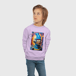 Свитшот хлопковый детский Гомер Симпсон - космический рыцарь - нейросеть, цвет: лаванда — фото 2