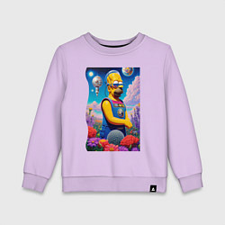 Свитшот хлопковый детский Гомер Симпсон в будущем - нейросеть, цвет: лаванда