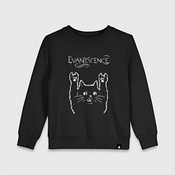 Свитшот хлопковый детский Evanescence рок кот, цвет: черный