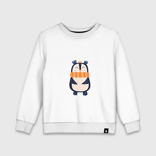 Детский свитшот Пингвин в шарфике / Белый – фото 1