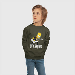 Свитшот хлопковый детский Offspring Барт Симпсон рокер, цвет: хаки — фото 2