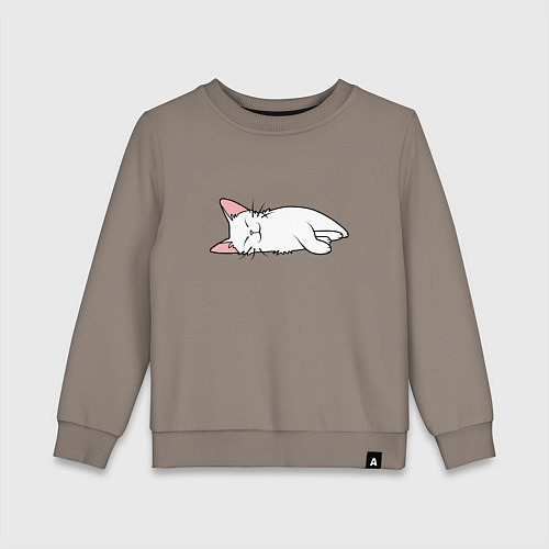 Детский свитшот Lazy white cat / Утренний латте – фото 1