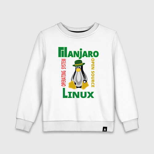 Детский свитшот Линукс пингвин в шляпе / Белый – фото 1
