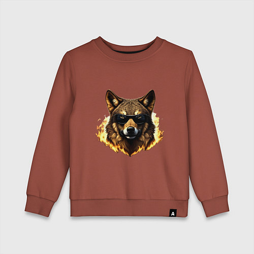 Детский свитшот Гангстер волк / Кирпичный – фото 1