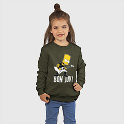 Свитшот хлопковый детский Bon Jovi Барт Симпсон рокер, цвет: хаки — фото 2