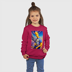 Свитшот хлопковый детский Подросший Барт Симпсон - фантазия - нейросеть, цвет: маджента — фото 2