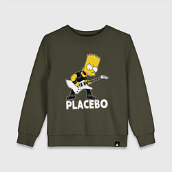 Свитшот хлопковый детский Placebo Барт Симпсон рокер, цвет: хаки