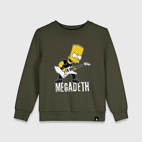 Детский свитшот Megadeth Барт Симпсон рокер / Хаки – фото 1