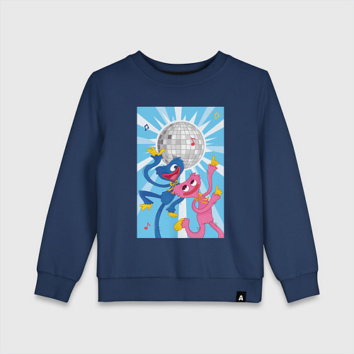 Детский свитшот Хагги Вагги и Кисси Мисси на диско / Тёмно-синий – фото 1