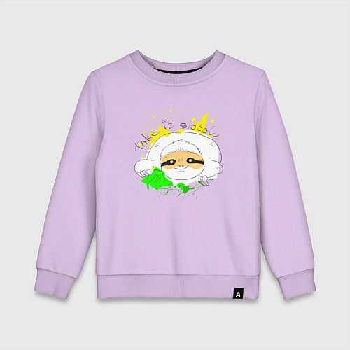 Детский свитшот Ленивец: Take it slow / Лаванда – фото 1