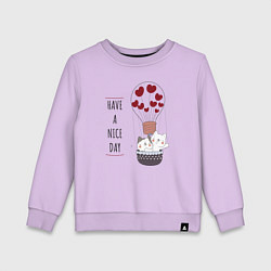 Свитшот хлопковый детский Have a nice day, цвет: лаванда