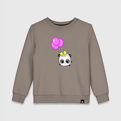 Свитшот хлопковый детский Панда летит с шарами, цвет: утренний латте