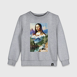 Детский свитшот Джоконда и её любимый дракончик - акварель