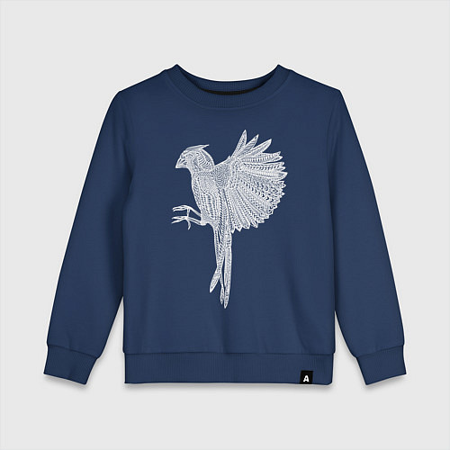 Детский свитшот Белый резной кардинал / Тёмно-синий – фото 1