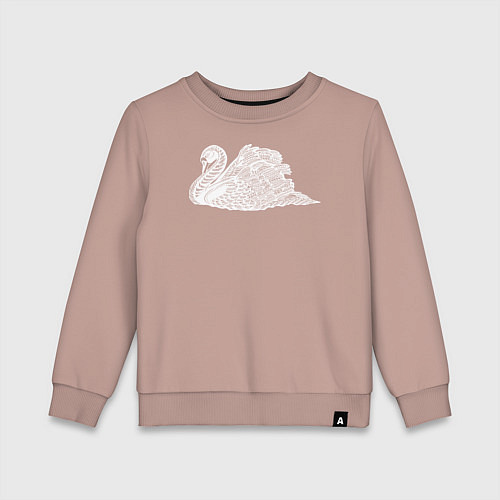 Детский свитшот Белый резной лебедь / Пыльно-розовый – фото 1