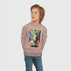 Свитшот хлопковый детский Космонавт Барт Симпсон - фантазия, цвет: пыльно-розовый — фото 2