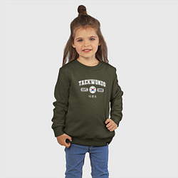 Свитшот хлопковый детский Тхэквондо varsity style, цвет: хаки — фото 2