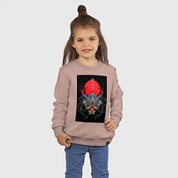 Свитшот хлопковый детский Голова японского дракона, цвет: пыльно-розовый — фото 2