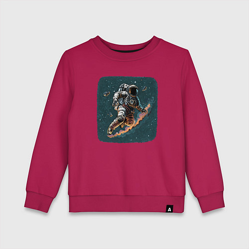 Детский свитшот Космонавт с метеорами / Маджента – фото 1